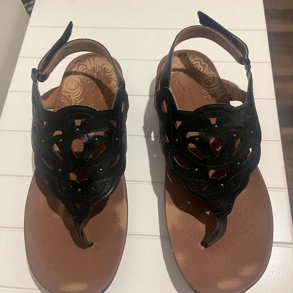 Rockport women’s ridge sling sandals lightweight flexible black 8.5W